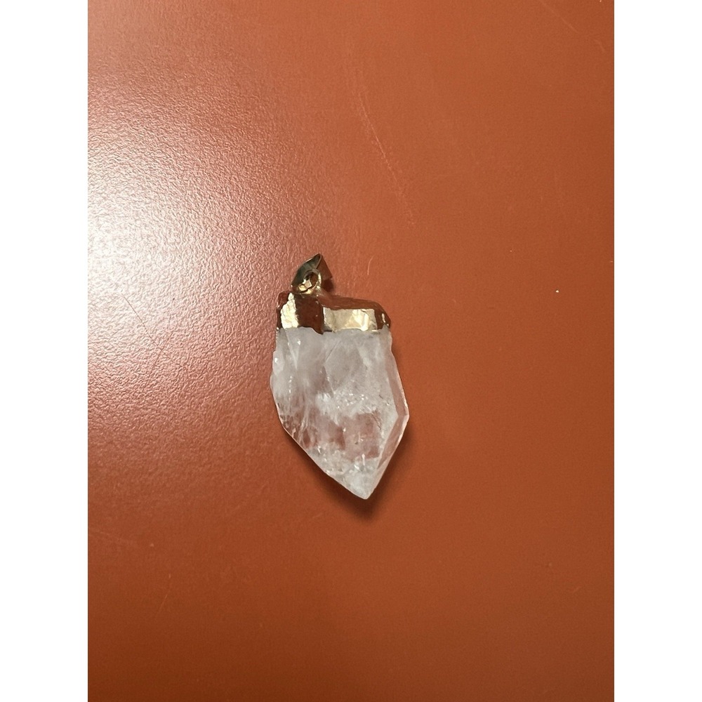 Quartz Crystal Chunky Pendant Dipped Silver Charm‎ Retro BoHo Vintage